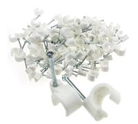 Cable Clip Hook Style 8mm to 12mm Round for Fastenings Cables White [100 Pack]