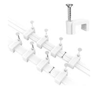 Cable Clip with Nail 100pcs Cable Clips with Steel Nails，White Flat Square Electrical Wire Management for Wall Hanging 4/5/6/7/8/10mm(6mm)