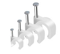 Cable Clips - 400 Pcs Strong Nails Durable White Round, 4 Size 4mm 6mm 8mm 10mm,Cable Holder Management Wire Tidy Clips with Steel Nails for Cable Management