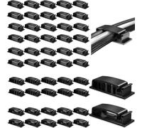 Cable Clips, Cord Organizer Under Desk Cable Management 50Pcs, 3 Functions Cord Holder, Strong Adhesive Wire Keeper for Home Office Desk Phone Car Wall Desktop (Black)
