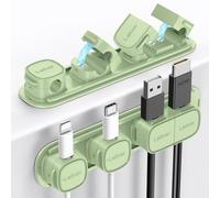 Cable Clips Holders - Laitver 6 Pack [Magnetic Buckle 1s Open/Lock] Cable Tidy Cord Organiser Management, No-Residue Strong Adhesive Desk Wire Charging Cords Keeper for Home, Office- Cyan