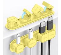 Cable Clips Holders - Laitver 6 Pack [Magnetic Buckle 1s Open/Lock] Cable Tidy Cord Organiser Management, No-Residue Strong Adhesive Desk Wire Charging Cords Keeper for Home, Office- Cream Yellow