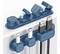 Cable Clips Holders - Laitver 6 Pack [Magnetic Buckle 1s Open/Lock] Cable Tidy Cord Organiser Management, No-Residue Strong Adhesive Desk Wire Charging Cords Keeper for Home, Office- Porcelain Blue
