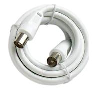 Cable Coaxial Plug To Plug TV Lead Shielded White Fly Extension Male To Male Coax Wire Connectors Antenna AV Coupler Compatible With TV Freeview Freesat Sky Virgin (4M)