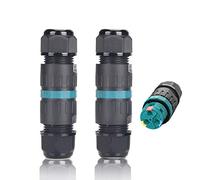 Cable Connector Waterproof IP68 2-Pack Ø4mm-Ø12mm TÜV Certification Connection Sleeve Electrical Outside 3-Pole for Garden | Outdoor | Floor 2-Way Waterproof Junction Box, Black