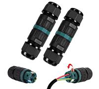 Cable Connector Waterproof IP68 - Cable Connector Waterproof 3-Pin Earth Cable Connection Sleeve for Diameter 5-12 mm Cable Diameter, 2-Way Waterproof Junction Box IP68 for Garden, Outdoor, Floor