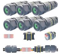 Cable Connectors IP68, Dujelixa 6 Pcs M25 Waterproof Junction Box, Extension Electrical Cable Connector 2/3 - Way Line, Outdoor Electrical Box, Power Cord External Sleeve Coupler Wire Range 6-11mm