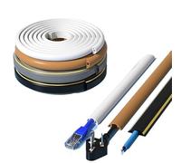 Cable Covers Floor Cable Cover PVC Cord Protector Self-Adhesive Power Cable Protector Extension Electric Wire Duct Slot Cable Manage(D40 Black,3 Meters)