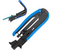 Cable Crimping Tool - Metal Coaxial Cable Crimper, Portable Steel Manual Pliers, Compression F Connector in Metric Inches, Ergonomic Grip Wire Stripper Kit