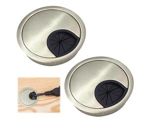 Cable Desk Grommet 60mm, 2 Pcs Desk Hole Cover Zinc Alloy Desk Cable Grommet Round Cable Hole Cover Desktop Grommets Cable Management for Home Office Computer Wires Organizer
