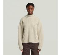 Cable Double Collar Knit - Multi color - Women XXS