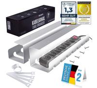 Cable duct for desk tidiness; cable management system at the workplace; cable holder, cable tray, cable basket; set of 2 socket strip holders for desks (Vit)