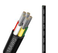 Cable eléctrico de calibre 18, 5 conductores, 50 pies, 2464 18AWG 5 cable de cobre estañado trenzado de PVC negro, cable de extensión de cable de bajo voltaje 18/5