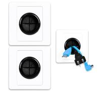 Cable Entry Cover, 2 Pack Self-Adhesive Cable Entry Cover, for TV Setup/Home Office | Adjustable Cables Hole Covers Wall for Covering Outlets, Receptacles and Tidying Cords Wires Access