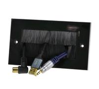 kenable Cable Entry Exit BRUSH Faceplate for Wall Outlet UK Double Gang BLACK