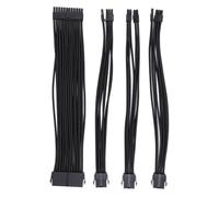 Cable Extension Kit, Computer Cable Extension 30cm Length Nylon Motherboard Graphics Card Extension Cable, Soft Braided Cables for PSU CPU and GPU Stable Power Delivery (Black)