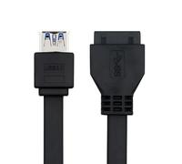 Cable Flat Dual Ports Stackable USB 3.0 Female to Motherboard 20pin 19Pin Header Data Cable with DIP Pins 50cm