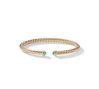 Cable Flex Bracelet in 18ct Yellow Gold with Emeralds - Size Medium