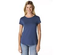 Cable & Gauge Women's Crewneck Curved Hem T-Shirt - Soft Cotton Modal Blend, Flattering Relaxed Fit, Classic Casual Top, Vintage Indigo, XL