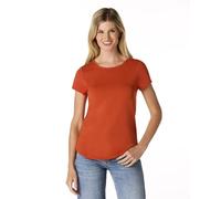 Cable & Gauge Women's Crewneck Curved Hem T-Shirt - Soft Cotton Modal Blend, Flattering Relaxed Fit, Classic Casual Top, Burnt Ochre, XXL