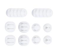 Cable Holder Clips,10 pcs Cable Holder Clips Silicone Adhesive Cable Management Cord Organiser Cable Tidy Clips for Home, Office, Car, Wall and Desk (White)