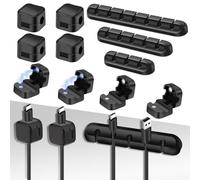 Cable Holder Clips, 11 Pack Magnetic Desk Cable Clips Management Silicone Self Adhesive Cable Tidy Cord Organizer for USB Charging Wire PC Office Home, Desk Accessories(Black)