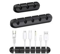 Cable Holder Clips, 3-Pack Cable Management Cord Organiser Clips Silicone Adhesive for USB Charging Cable Mouse Wire PC Office Home (Black)