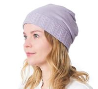 Cable Knit Beanie for Women & Men, 100% Organic Cotton Soft Beanie, All-Season Lightweight Ribbed Toque Hat for Winter and Summer Purple