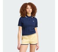 Adidas Originals Cable Knit Cali Short Sleeve Polo Blue M Woman