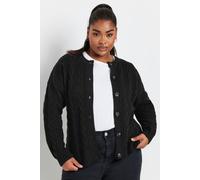 Yours Curve Cropped Cable Knit Cardigan - Women's - Plus Size Curve Black