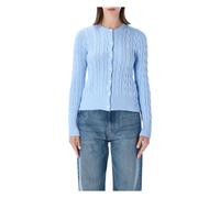 Cable-Knit Cotton Crewneck Cardigan M