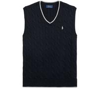 Cable-Knit Cotton Sleeveless Jumper - Grey Navy S