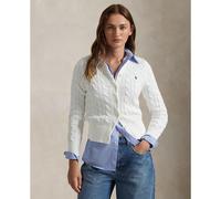 Polo Ralph Lauren Womens Polo Ralph Lauren Logo-Embroidered Cable-Knit Cotton Cardigan White XL