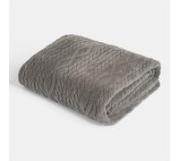 Cable Knit Design Fleece Throw Ultra Soft Fluffy Blanket for Family OHS Grey 230cm x 270cm