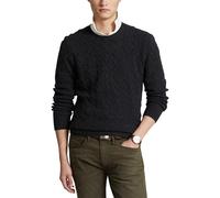 Cable Knit Jumper in Wool and Cashmere Dark Grey