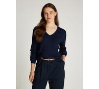 Cable Knit Jumper with V-Neck Navy