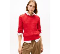 Cable Knit Long Sleeve Crew Neck Jumper Red