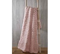 Rapport Chunky Hand Knitted Throw Modern Large Soft Sofa Bed Blanket Blush Pink 120 x 150cm, Polyester