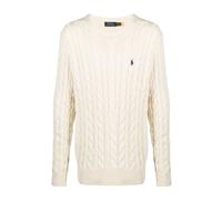 Polo Ralph Lauren Mens Polo Ralph Lauren Brand-Embroidered Cable-Knitted Cotton Jumper Andover Cream M