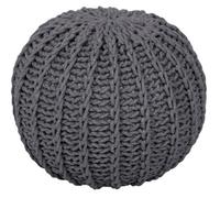 Cable Knit Round Pouffe Chunky Seat Decor Footstool Ottoman 100% Cotton Handmade Grey