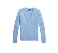 Cable-Knit Wool-Cashmere V-Neck Jumper - female - Polo Ralph Lauren - V-neck Knitwear - Blue - M - Knitwear M
