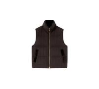 Cable Knitted Cashmere Cropped Puffer Vest - female - Agnona - Waistcoats - Brown - M - Jackets M