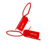 Cable Labels, 2000 Security Seals Numbered Pull Tight Tag Secure Anti-Tamper Adjustable Length Tear Off Plastic Label 210mm(Red)