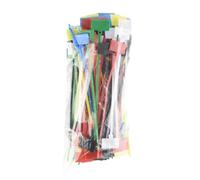 Cable labels with numbered， 100pcs Easy Mark 4 * 150mm Nylon Cable Ties Tag Labels Plastic Loop Markers Self-Locking Zip(100pcs Random Color)