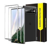 Cable Leader Pack of 2 + 2 Tempered Glass Screen Protectors for Google Pixel 6 Pro 5G, 3D Full Coverage, Fingerprint ID, 9H Hardness, Anti-Scratch, Ultra Clear, Crystal Clear, 0 Dust & Bubbles Pixel 6