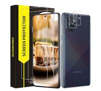 Cable Leader Pack of 2 + 2 Tempered Glass Screen Protectors for Samsung Galaxy A71 5G, Camera Protective Glass, No Bubbles, 2.5D Cover, 9H Hardness, Sensitive Touch, High Definition Samsung A71 Screen
