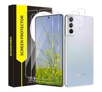 Cable Leader Pack of 2 + 2 Tempered Glass Screen Protectors for Samsung Galaxy S22 Plus 5G Screen Protector, 9H Hardness, 2.5D Round Edge, Sensitive Touch, HD Clear S22 Plus Screen Protector + Camera