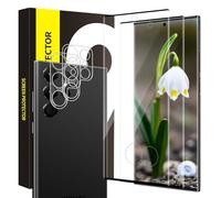 Cable Leader Pack of 2 + 2 Tempered Glass Screen Protectors for Samsung Galaxy S22 Ultra 5G, Camera Protection, 3D Full Coverage, 9H Hardness Protective Glass, Sensitive Touch, HD Clear Samsung S22