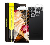 Cable Leader Pack of 2 + 2 Tempered Glass Screen Protectors for Samsung Galaxy S23 Ultra 5G, Camera Protection, No Bubbles, 9H Hardness Protective Glass, 3D Round Edges, HD Clear Samsung S23 Ultra