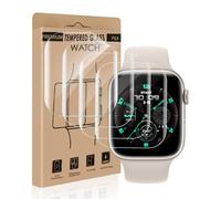 Cable Leader Pack of 4 Screen Protectors for Apple Watch Series 7/8/9 (45 mm), Scratch-Resistant, No Bubbles, Soft TPU Protective Glass, 0.15 mm High Definition Apple Watch 45 mm Screen Protector